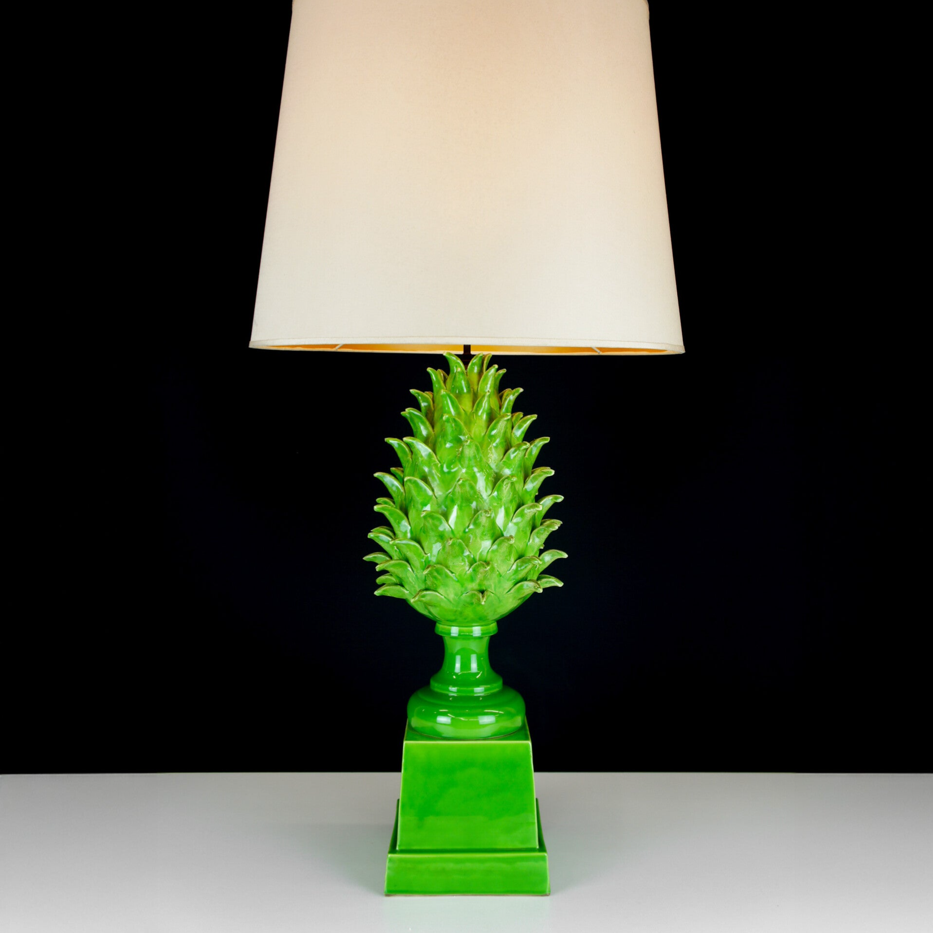 Jean Roger Paris - Green Glazed Table Lamp - 'Flame'
