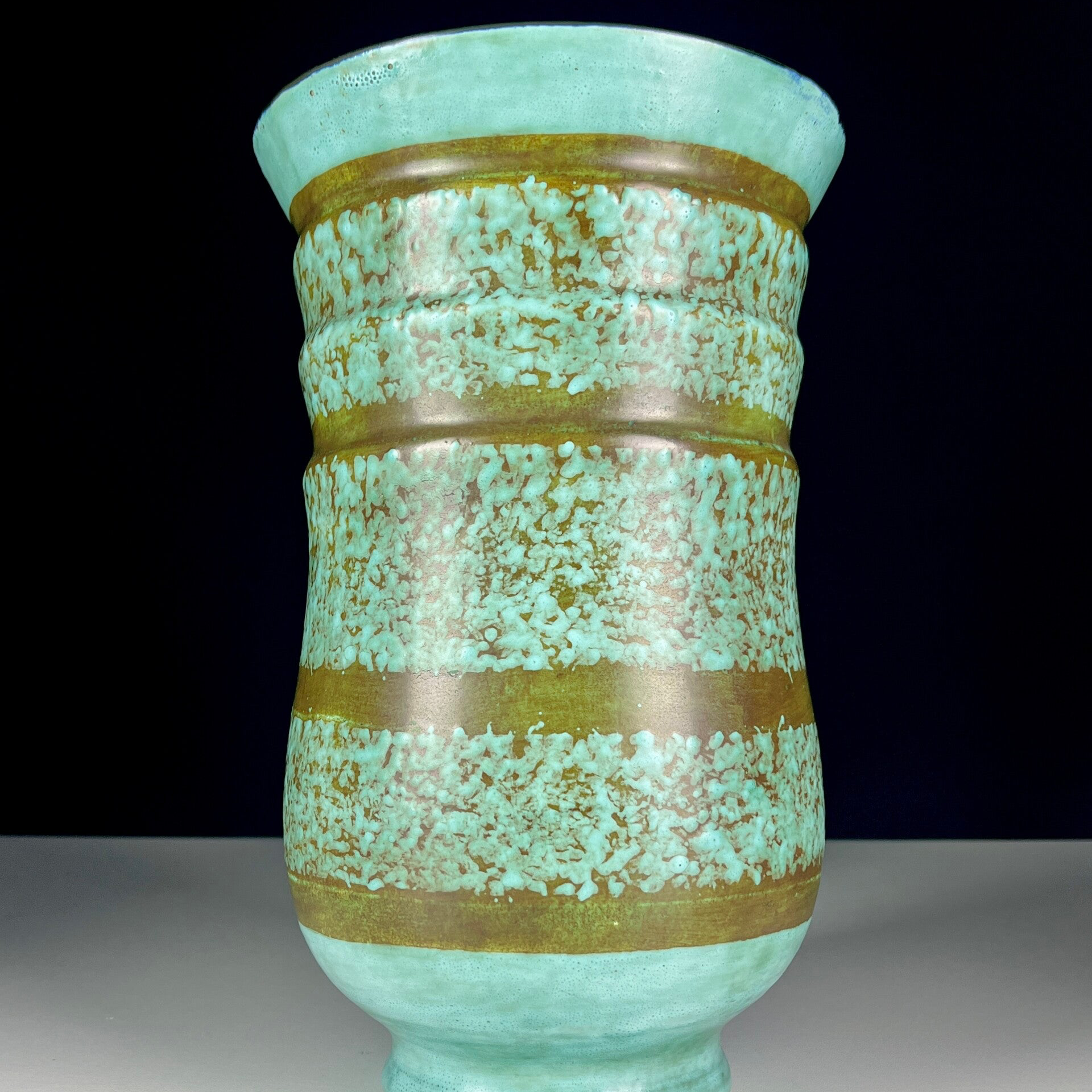 Boch Keramis - Green Brown Faience Vase - D2080