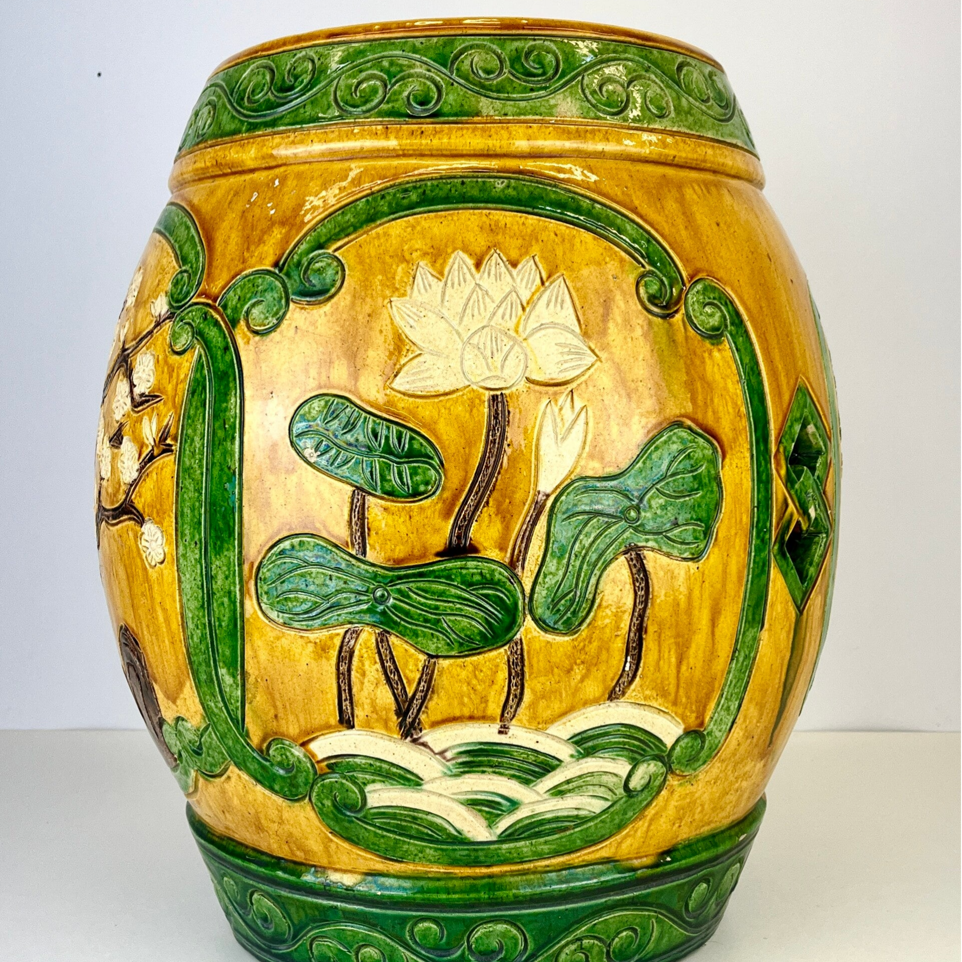 Green Chinese Sancai Garden Stools - Qing Dynasty (1644-1911)