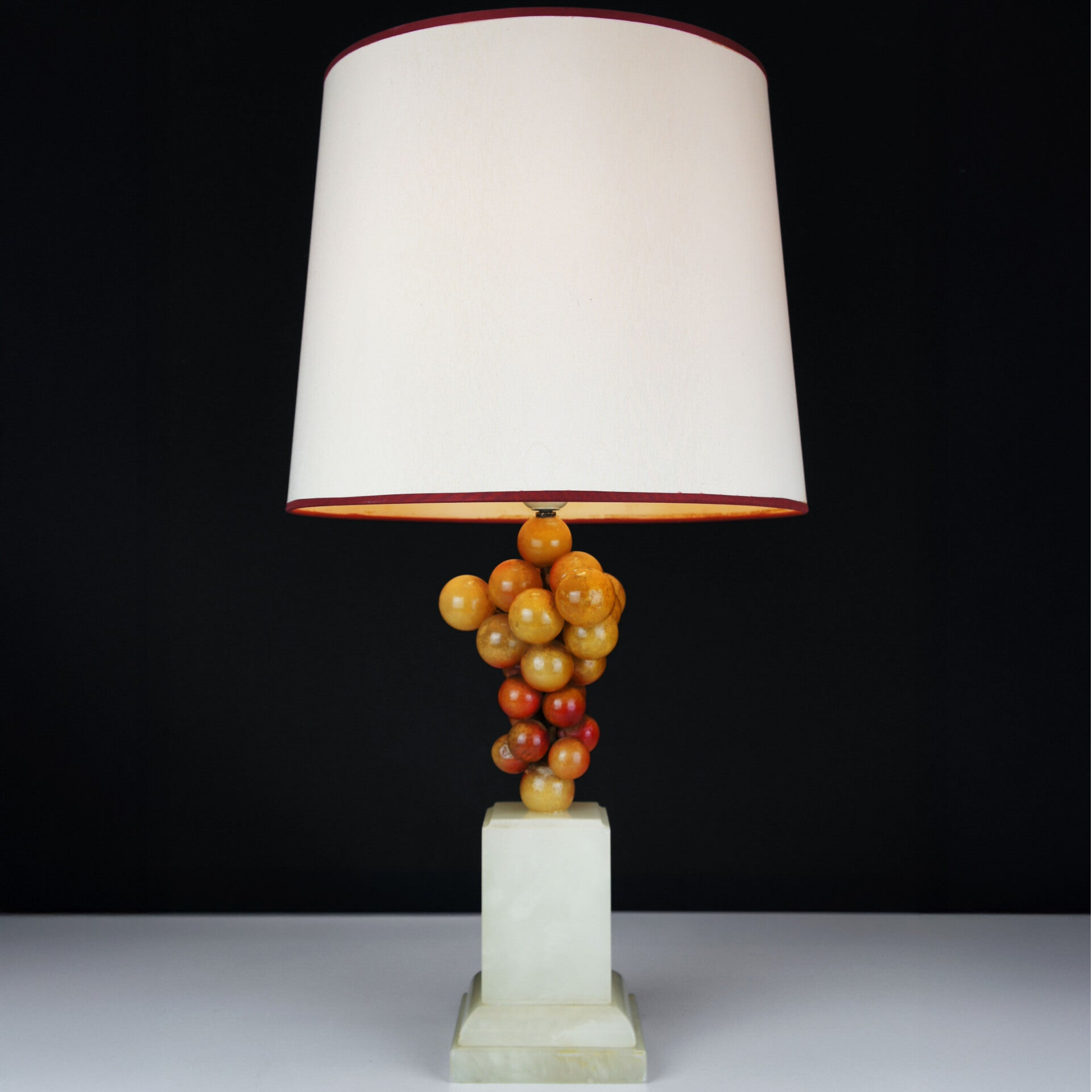 Antique Italian Alabaster Bunch of Grapes Table Lamp