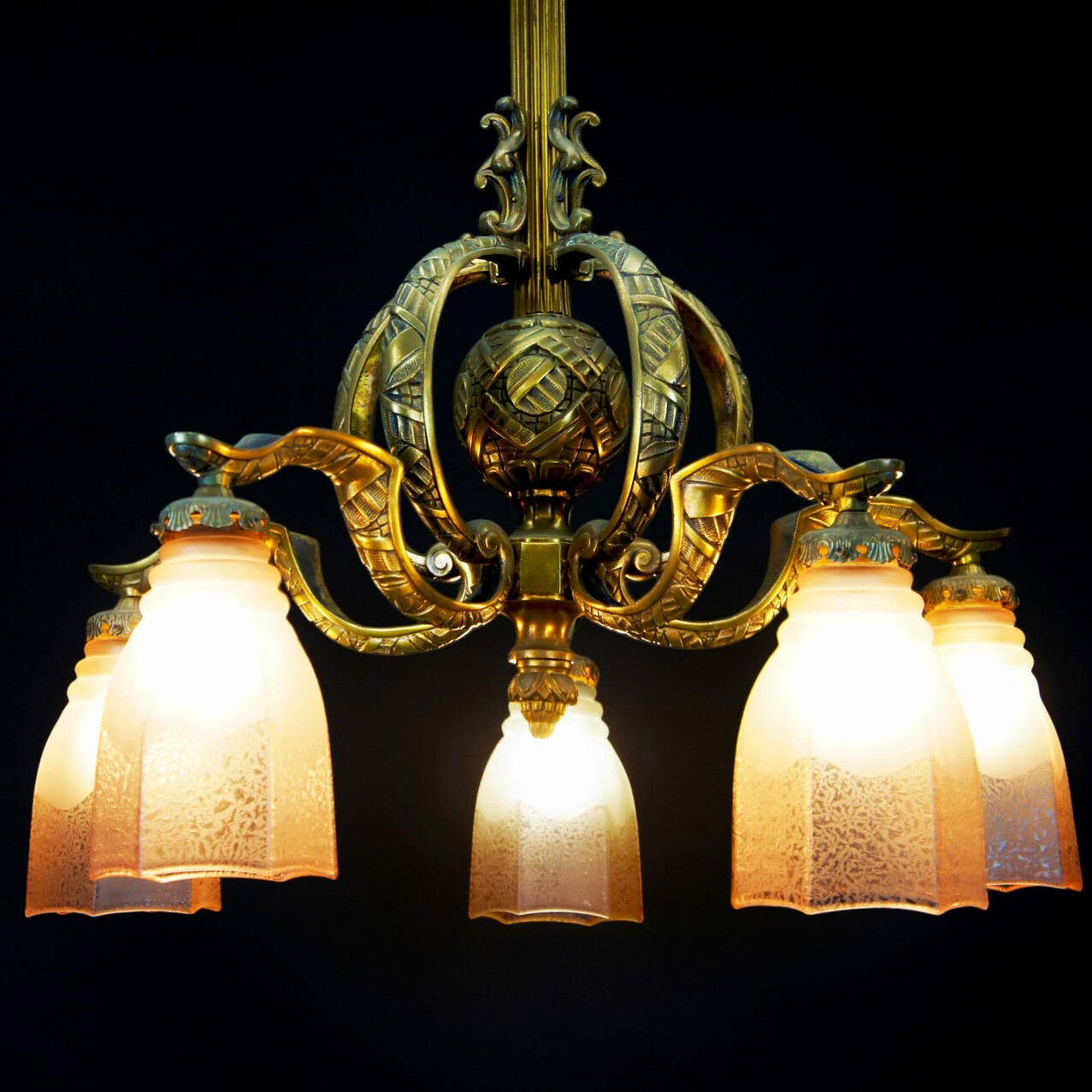 Bronze Art Deco Chandelier
