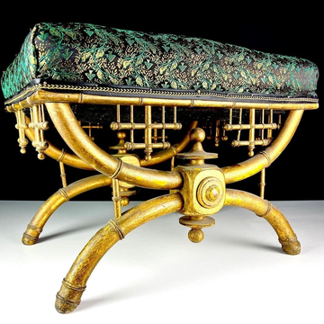 French Victorian Gildwood Tabouret - Faux Bamboo - 19th Century