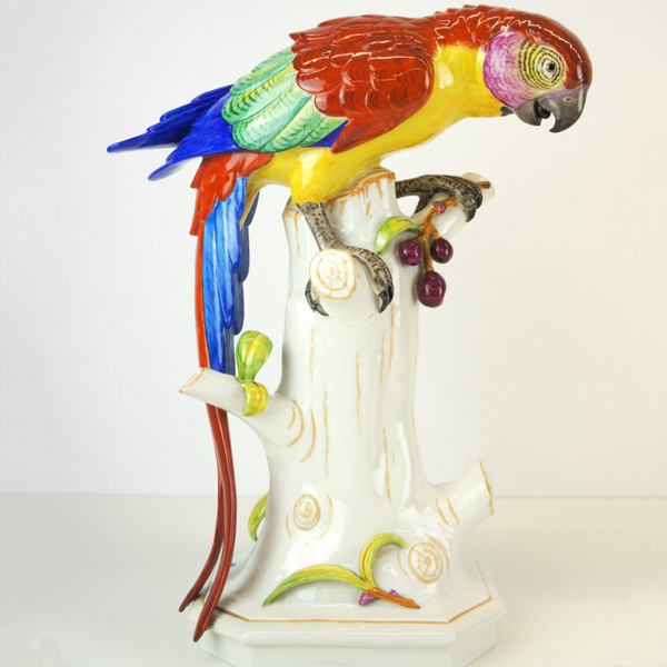 Arthur Storch - Parrot on a Tree Trunk - Porcelain
