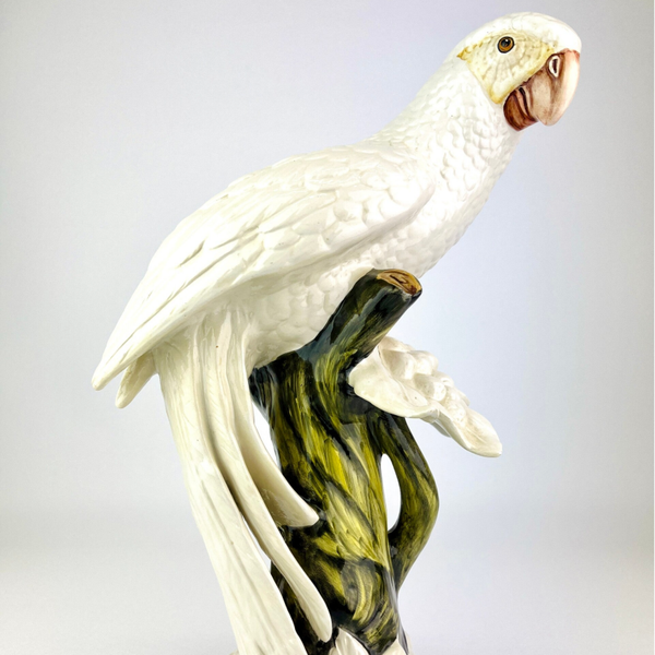 Giovanni Ronzan - Large White Ceramic Parrot - Itlay 70s