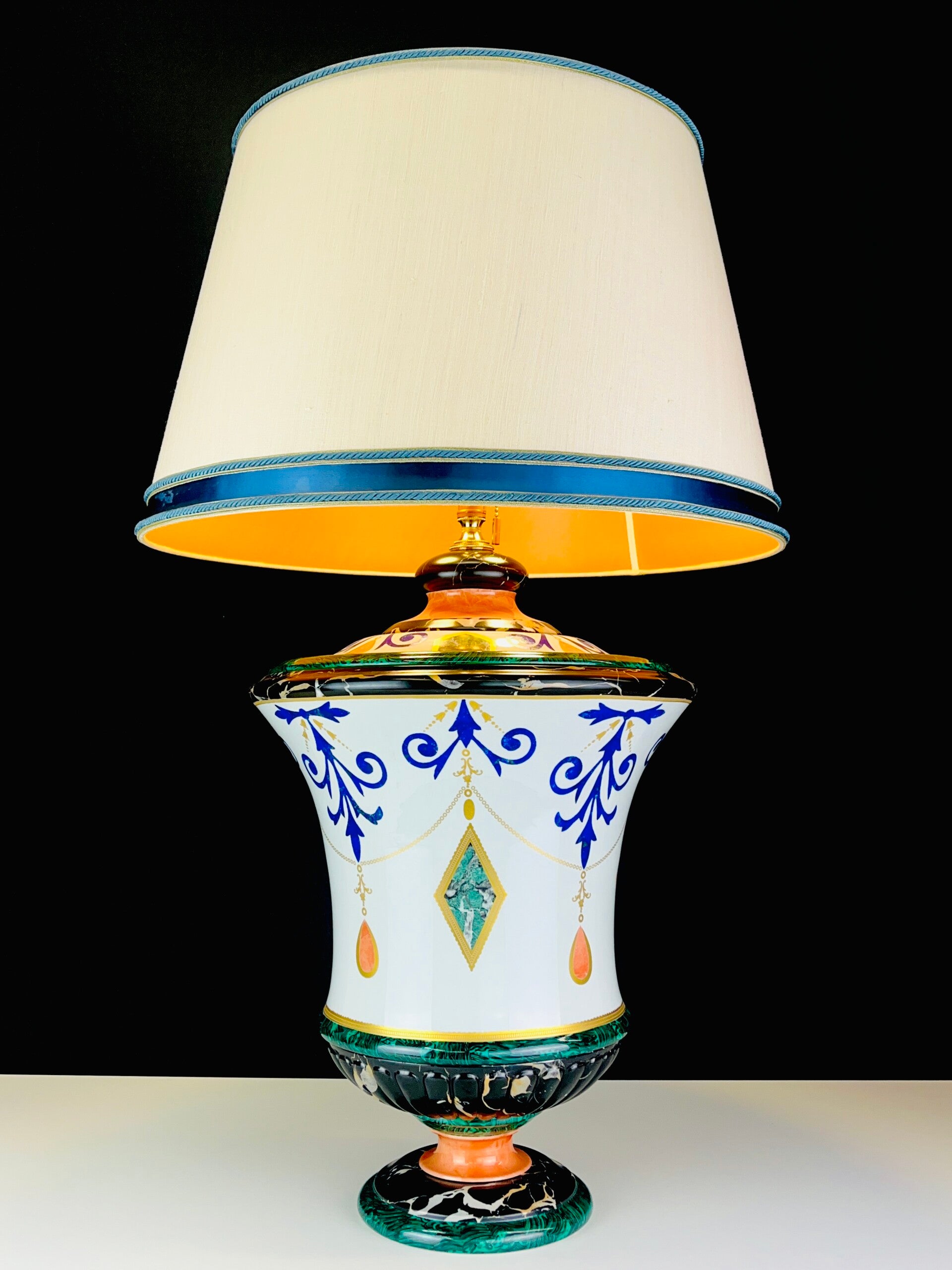 Giulia Mangani - New Rare Table Lamp - Pietra Dura Style, Inlay