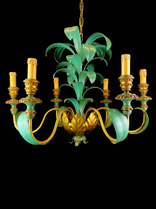 Italian Mid-Century Florentine Tole Chandelier