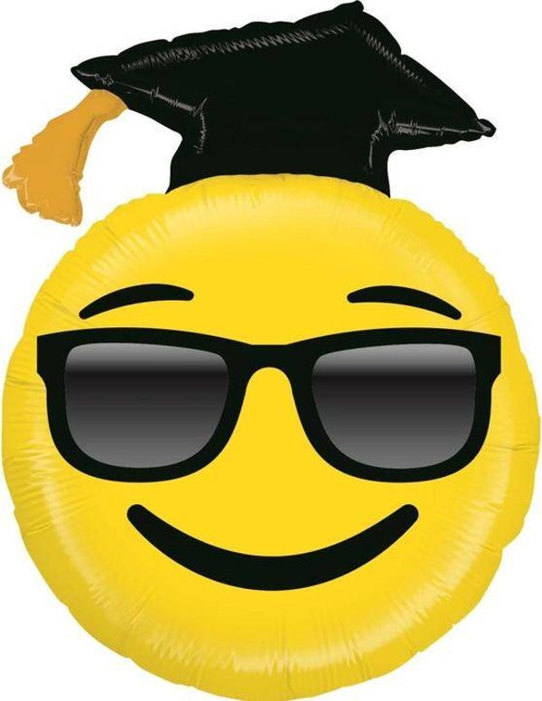Geslaagd Emoji   | Folie Ballon  | Geslaagd| Inclusief Helium en Lint | 45 cm |  Wit
