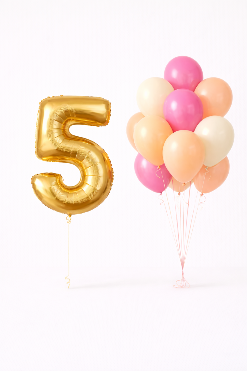 Ballonnentros Cijfer naar Keuze | Peach Berry Forrest inc helium lint en gewicht Roze Goud