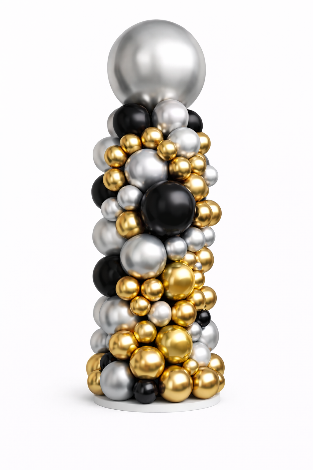 Organische Pilaar met Top Ballon Goud Zilver Zwart (Kleuren eventueel naar keuze)