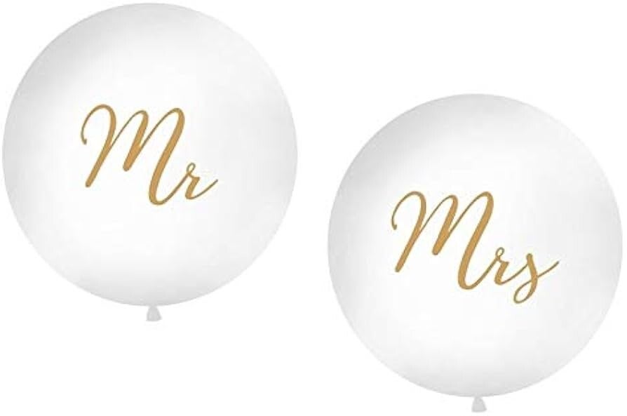 Reuze Ballonnen MR & MS | Bruiloft | Huwelijk Inclusief Helium en Lint |  80 cm