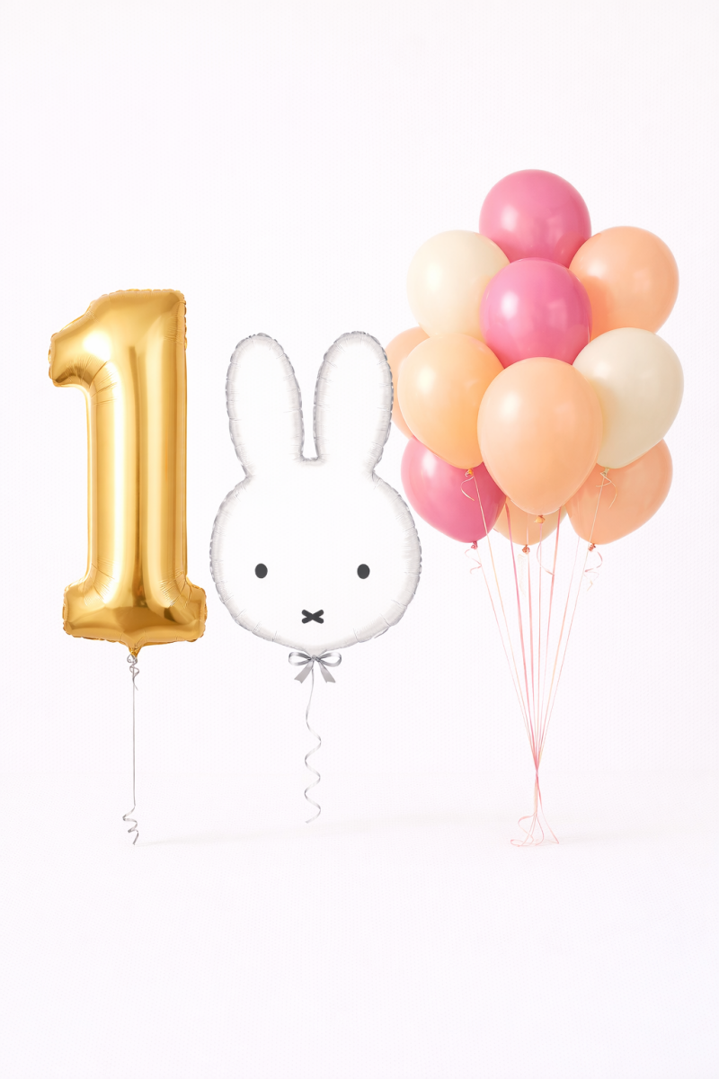 Ballonnentros Cijfer naar Keuze & Nijntje – Helium Set met Ballonnentros Roze