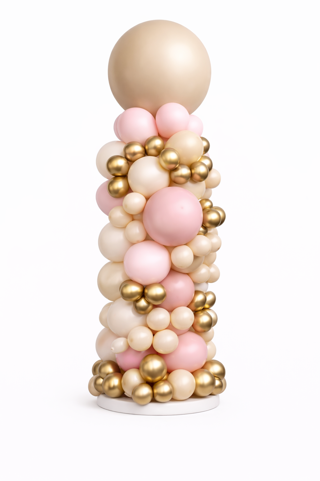 Organische Pilaar met Top Ballon Soft pink ( kleuren eventueel naar keuze)