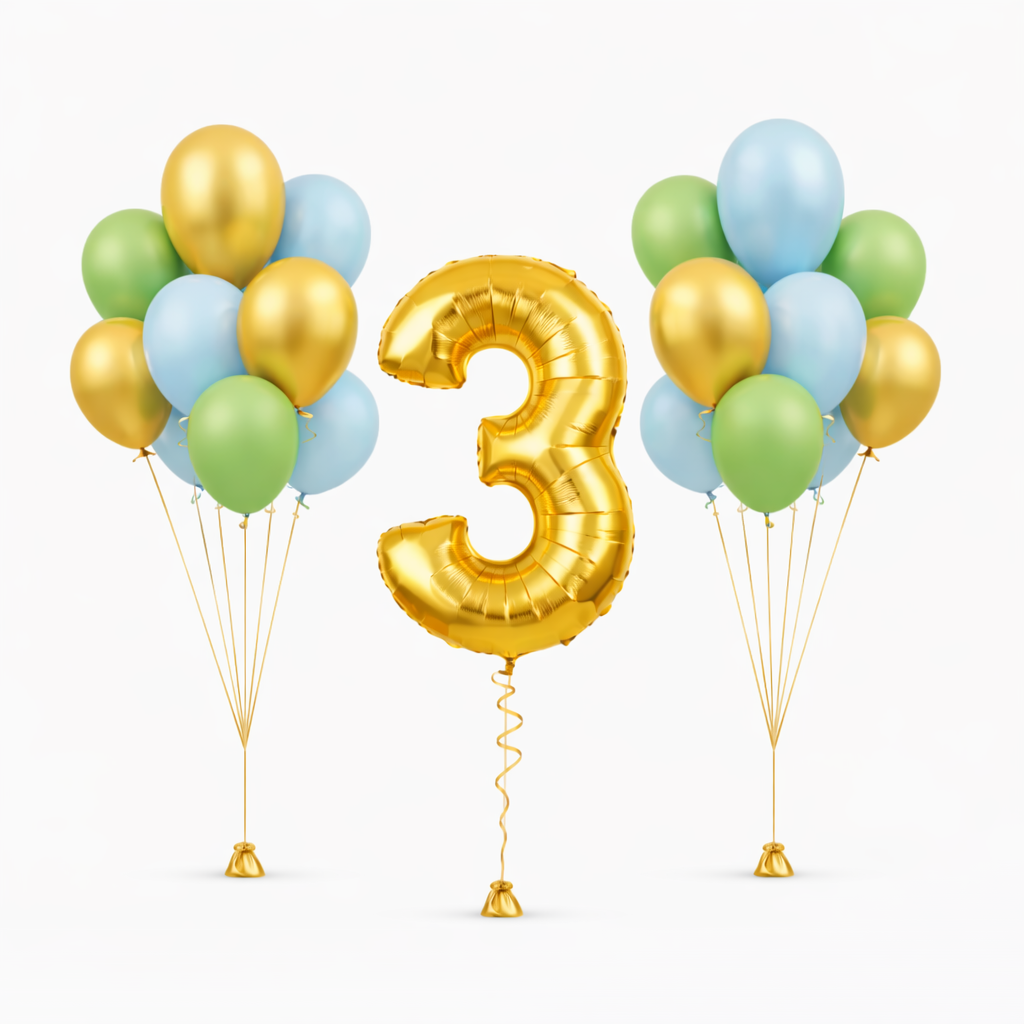 Luxe Cijfer naar keuze Ballon set Royal & gold Green. Twee trossen 9 stuks vip special | Groen goud Blauw