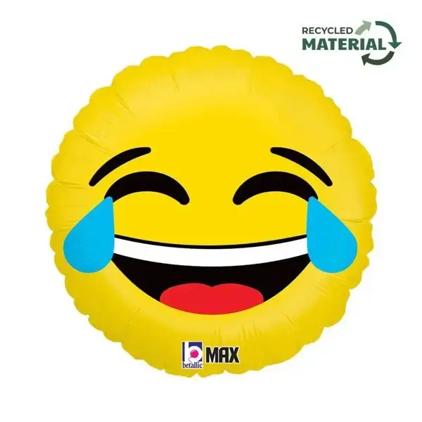 Emoji Lachen  | Folie Ballon  | Kids | Inclusief Helium en Lint | 45 cm | Geel