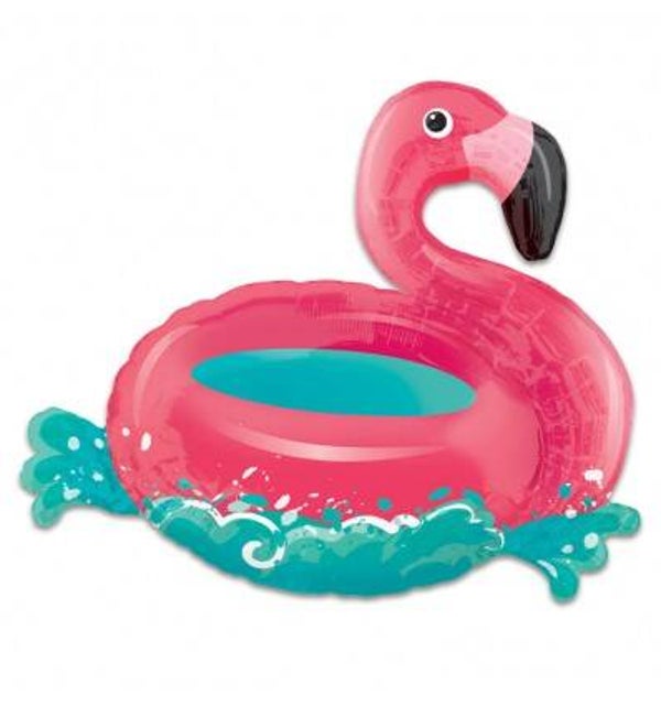 Flamingo Super shape  |  Folie Ballon |  Kids | Mix | Inclusief Helium en lint | 76 cm | Roze Groen