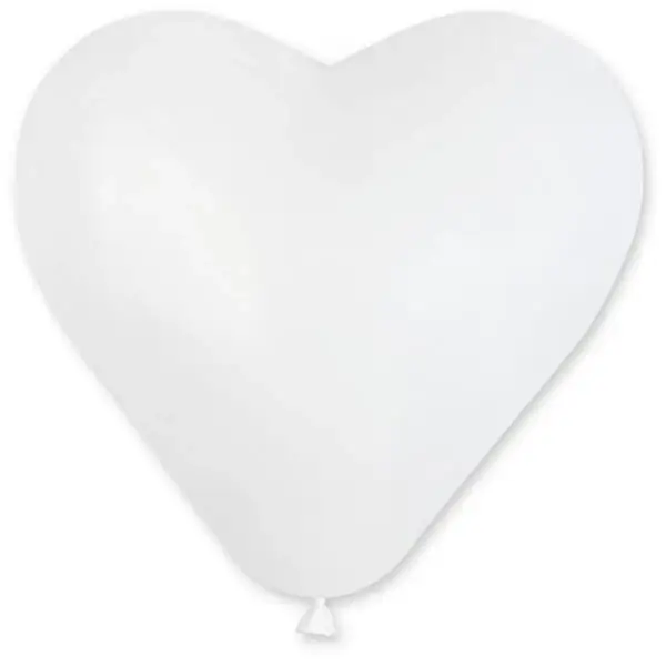 Hartjes Ballon Wit 30 cm |  Latex Helium Ballon | Inclusief Helium en Lintje | Wit