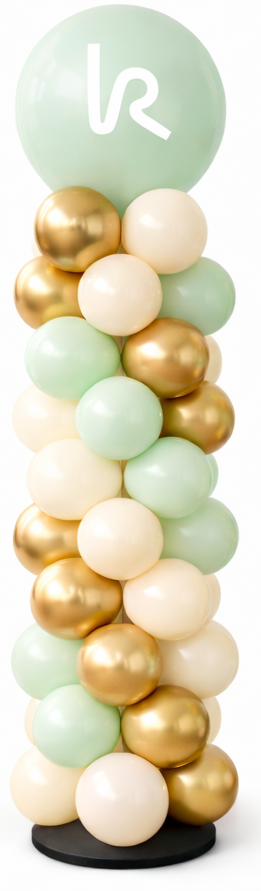 Ballon Pilaar combi Chrome met Top Ballon | kleuren naar keuze | Met Logo