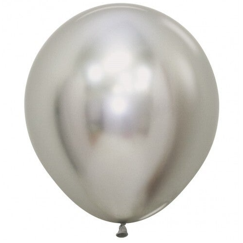 Chrome Zilver l Latex Ballon Groot | 45 cm | Helium Ballon | Inclusief Helium en Lintje | Zilver