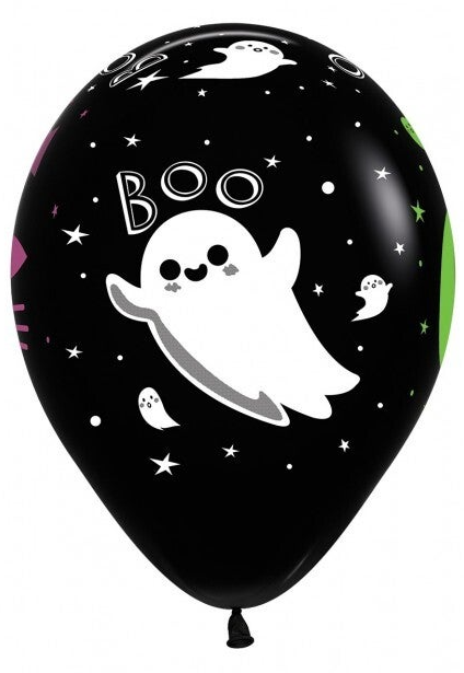 Halloween Spook | Latex Helium Ballon | Inclusief Helium en Lintje| Divers | Kids | Zwart