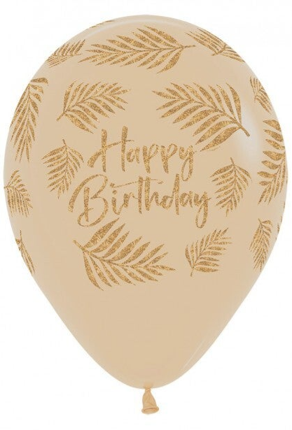 Happy Birthday Palm | Latex Helium Ballon | Inclusief Helium en Lintje| Verjaardag | Zand Bruin