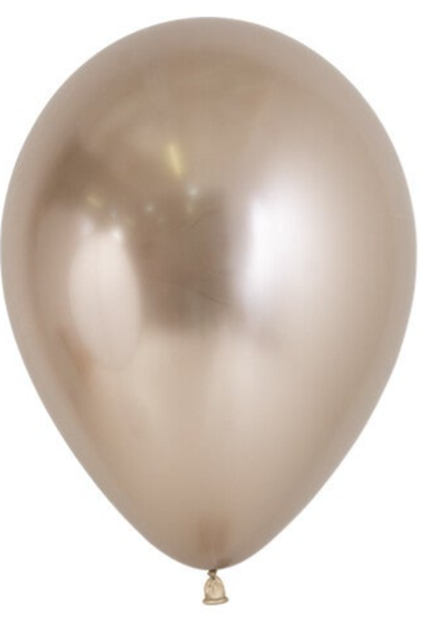 Champagne Creme | Chrome | Latex Helium Ballon | Inclusief Helium en Lintje