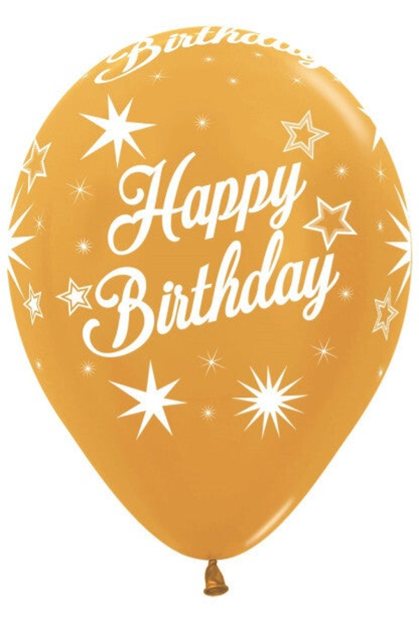 Happy Birthday | Metallic | Latex Helium Ballon | Inclusief Helium en Lintje | Verjaardag | Goud