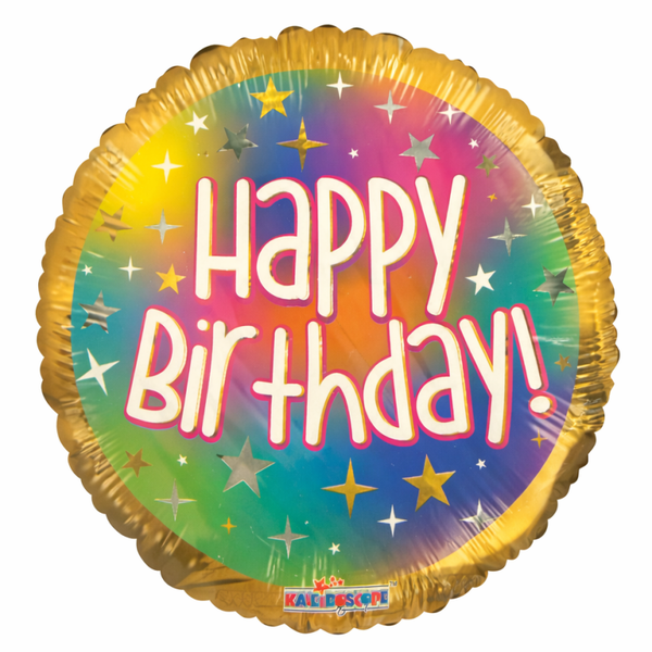 Happy Birthday gold round | Folie Ballon  | Verjaardag | Inclusief Helium en Lint | 45 cm | Goud