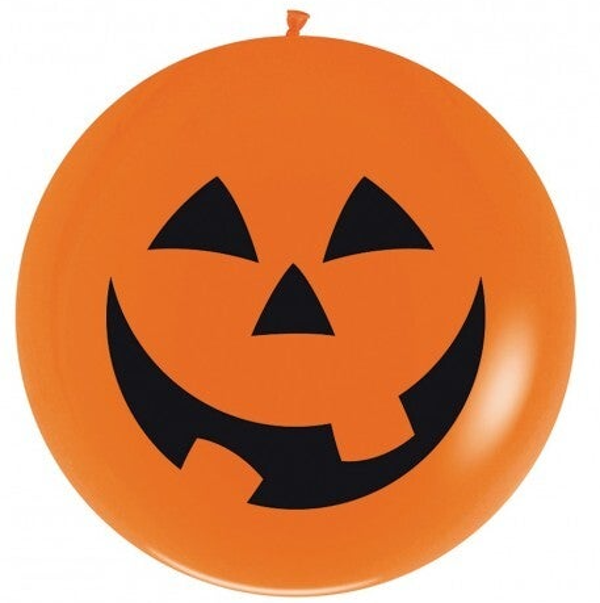 Reuze Ballon Pompoen Halloween LUCHT |  en Lint | Latex Fashion | XL 60 cm | Oranje