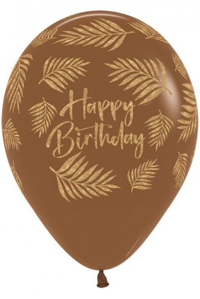 Happy Birthday Palm | Latex Helium Ballon | Inclusief Helium en Lintje| Verjaardag | Bruin