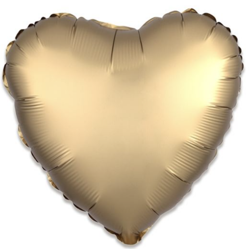 Hart Goud Matte | Folie ballon  | Liefde & valentijn | Inclusief Helium en Lint | 45 cm | goud