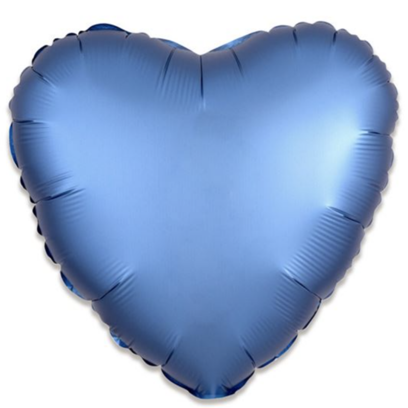 Hart Blauw Matte | Folie ballon  | Liefde & valentijn | Inclusief Helium en Lint | 45 cm | Blauw