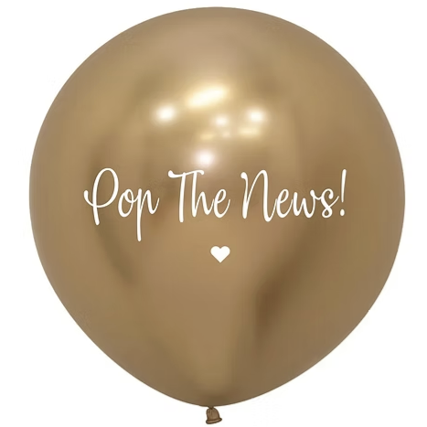 Pop the News! Special Chrome Goud  | Gender Reveal Ballon | 70 cm | Inclusief Helium, Lint en Confetti  en Gewichtje | Goud