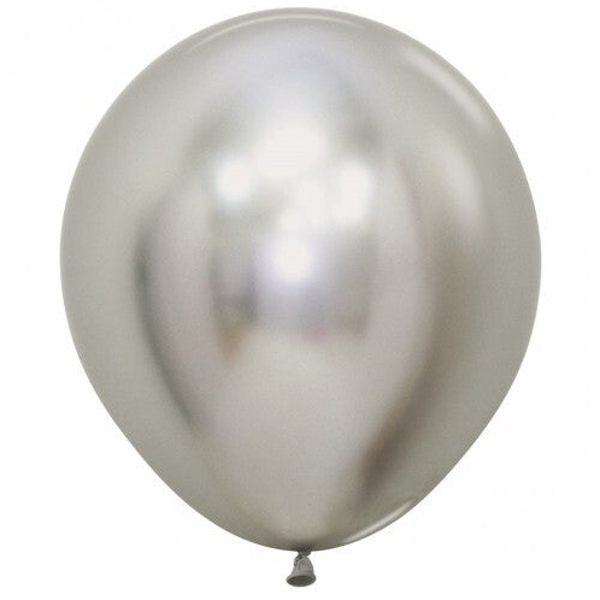 Chrome Zilver l Latex Ballon Groot | 45 cm | Helium Ballon | Inclusief Helium en Lintje | Zilver