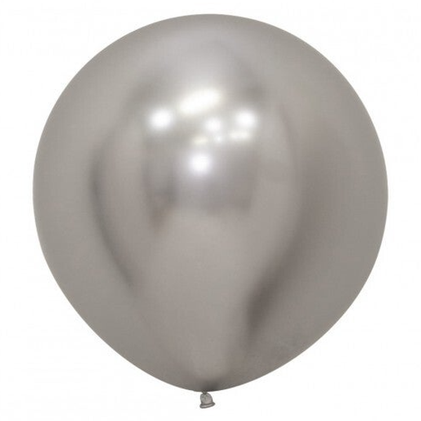 Reuze Ballon | Inclusief Helium en Lint | Latex Chrome | XL 60 cm | Zilver