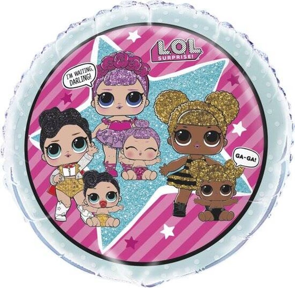 LOL  | Folie Ballon  | Kids | Inclusief Helium en Lint | 45 cm | Roze
