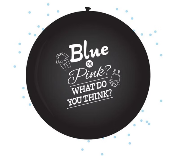 Blue Or pink What Do You think  | Gender Reveal Ballon | 70 cm | Inclusief Helium, Lint en Confetti  en Gewichtje| Zwart