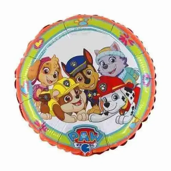 Paw Patrol Rond | Folie Ballon  | Kids | Verjaardag | Inclusief Helium en Lint | 45 cm |  Rood Blauw
