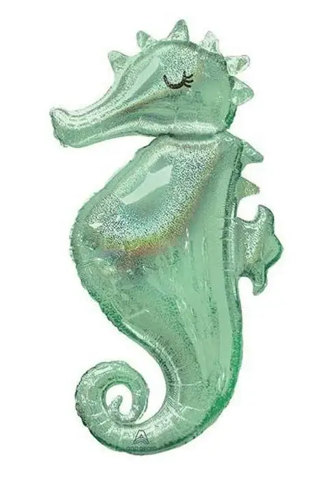 Zeepaardje | Folie Ballon | Kids | Mix | Inclusief Helium en lint | 70 cm | Groen