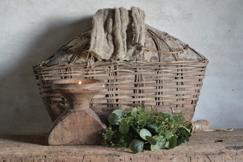 Authentieke oude houten graanverdeler