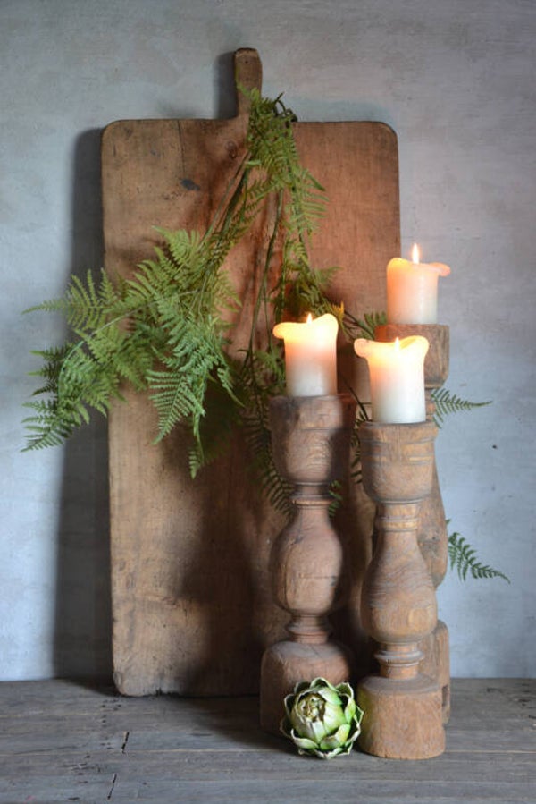 Houten kandelaars