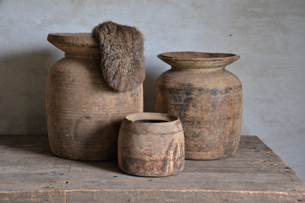 Originele oude houten Nepalese pot / kruik