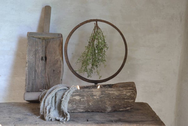 Houten schaal met steel