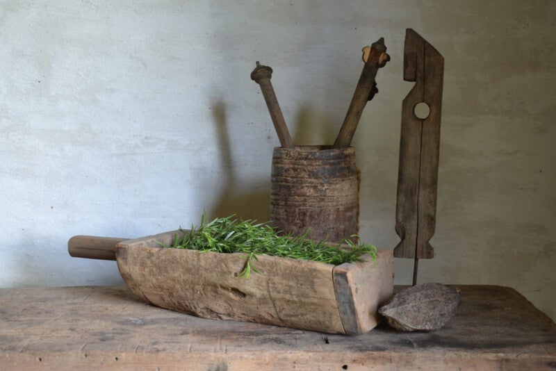 Houten schaal met steel