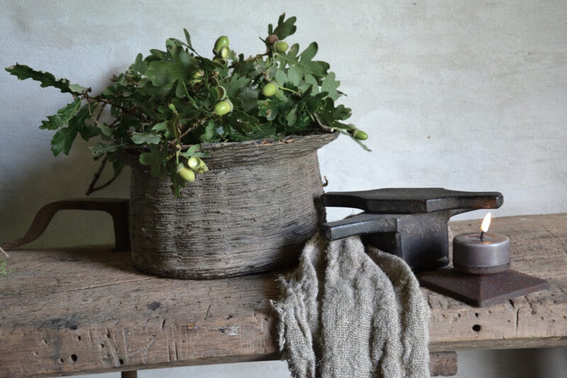 Oude houten juicer / spicebox