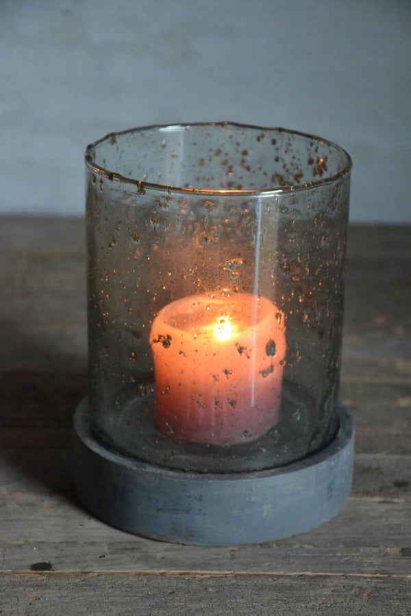 Set van windlicht met houten bord / schaaltje