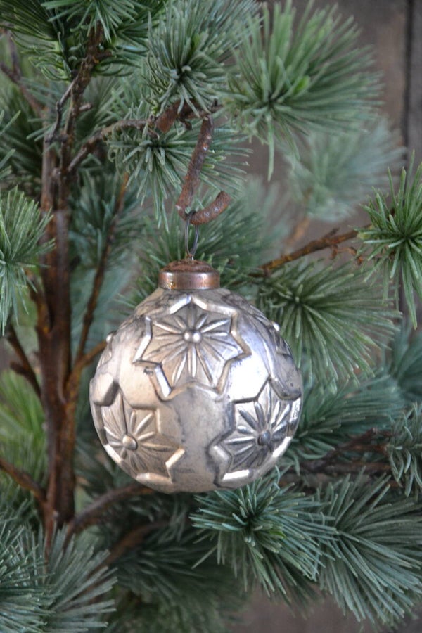 Kerstbal oud silver