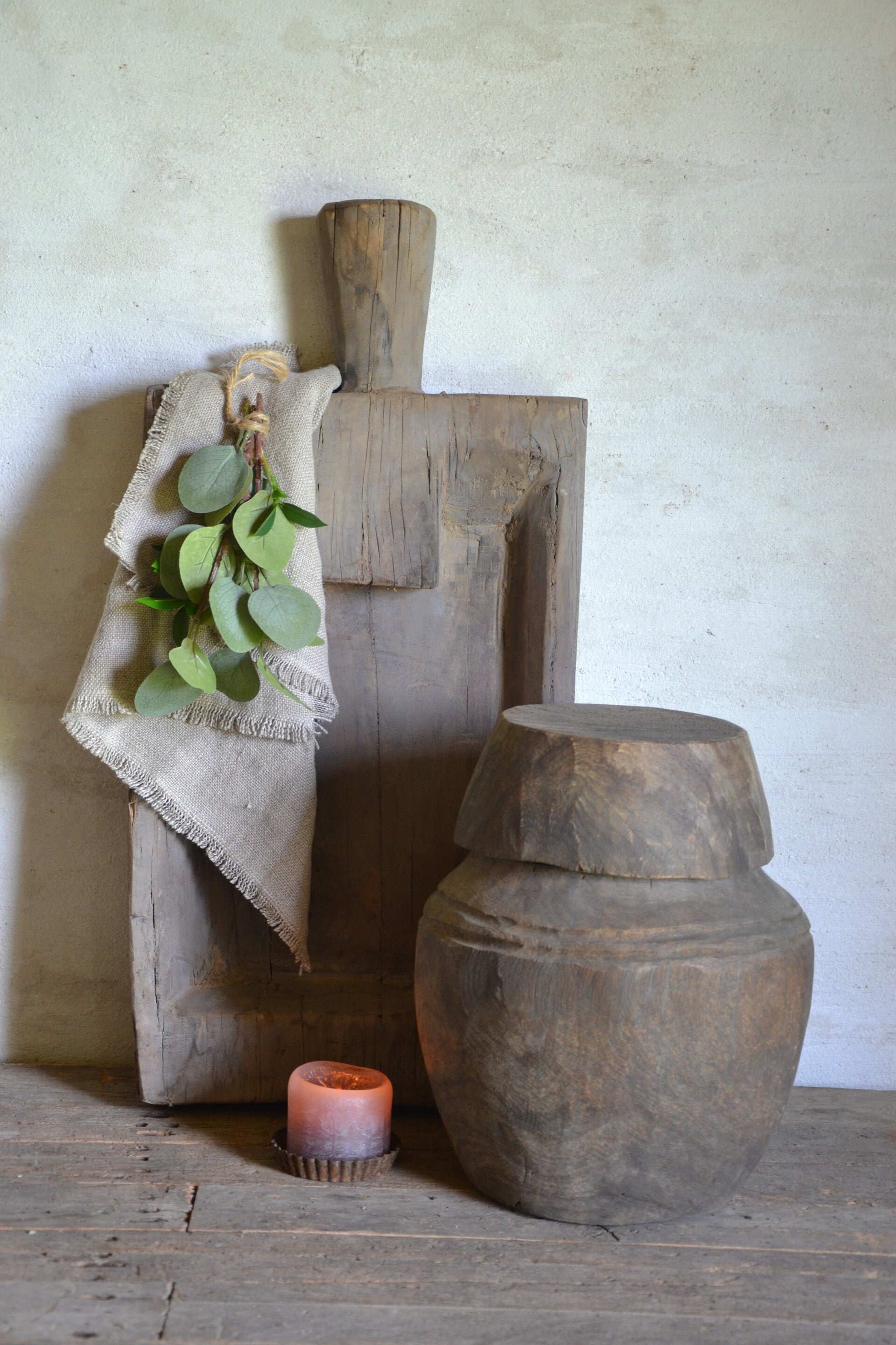 Massieve houten pot met deksel