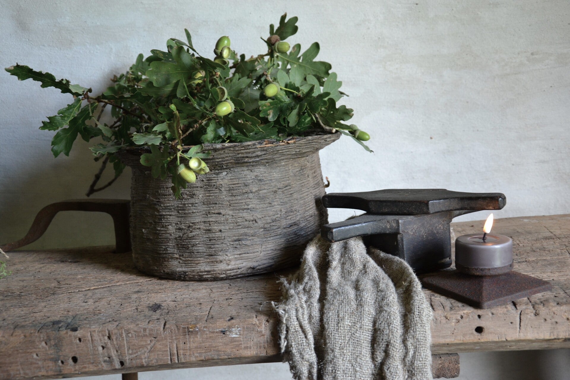 Oude houten juicer / spicebox