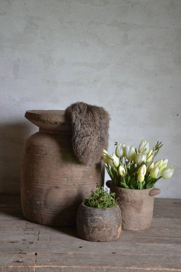 Originele oude houten Nepalese pot / kruik