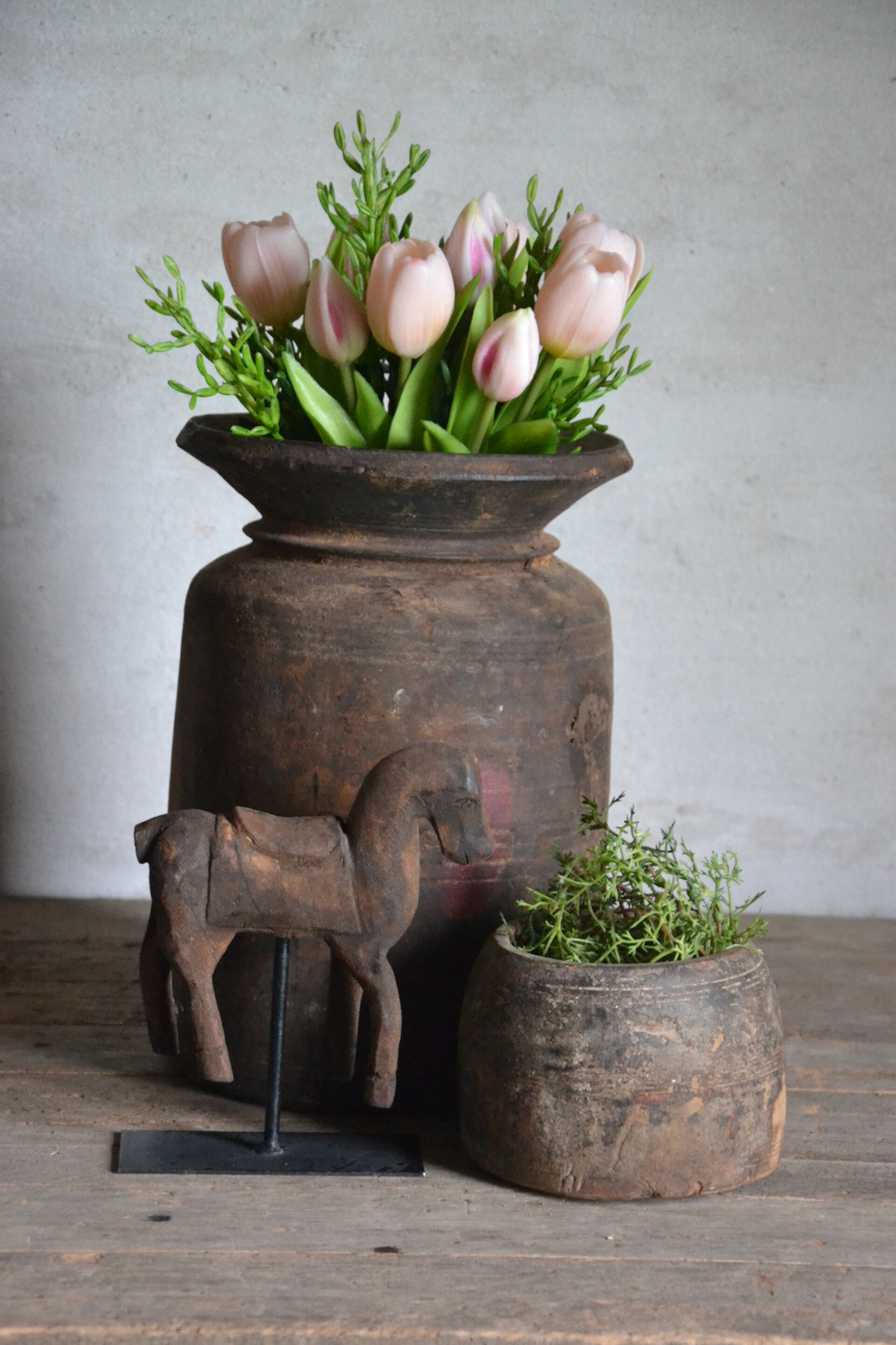 Originele oude houten Nepalese pot / kruik